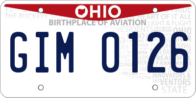 OH license plate GIM0126
