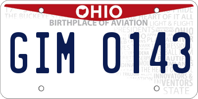 OH license plate GIM0143