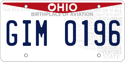 OH license plate GIM0196