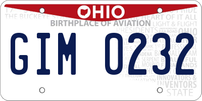 OH license plate GIM0232