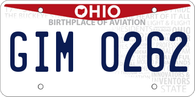 OH license plate GIM0262