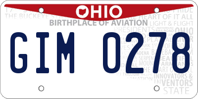 OH license plate GIM0278