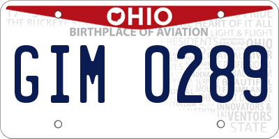 OH license plate GIM0289