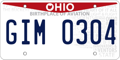 OH license plate GIM0304