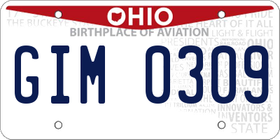 OH license plate GIM0309
