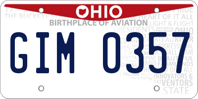 OH license plate GIM0357