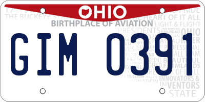 OH license plate GIM0391