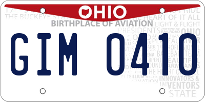 OH license plate GIM0410