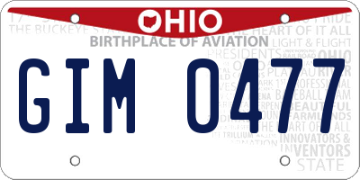 OH license plate GIM0477