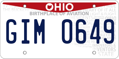 OH license plate GIM0649