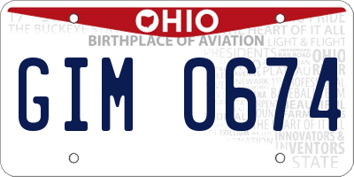 OH license plate GIM0674