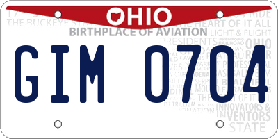 OH license plate GIM0704