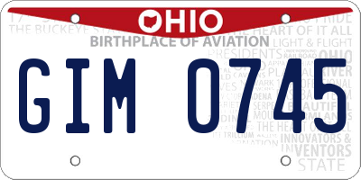 OH license plate GIM0745