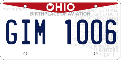 OH license plate GIM1006