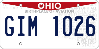 OH license plate GIM1026