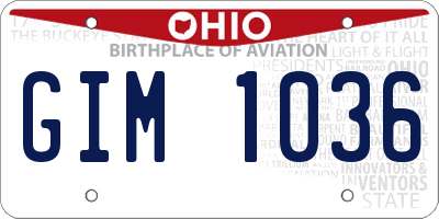 OH license plate GIM1036