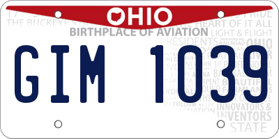 OH license plate GIM1039