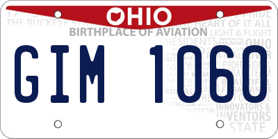 OH license plate GIM1060
