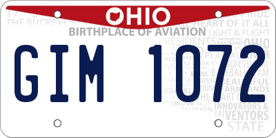 OH license plate GIM1072