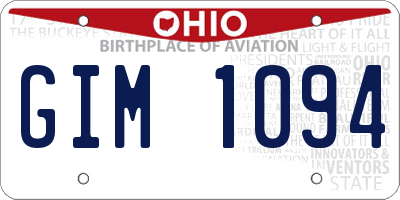 OH license plate GIM1094