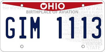OH license plate GIM1113