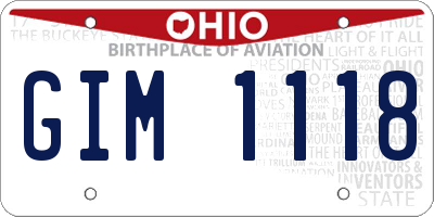OH license plate GIM1118