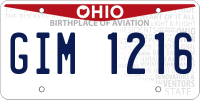 OH license plate GIM1216