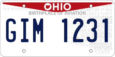 OH license plate GIM1231