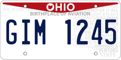 OH license plate GIM1245
