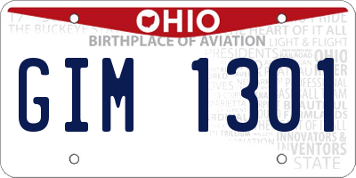 OH license plate GIM1301