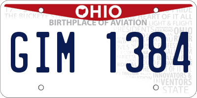 OH license plate GIM1384