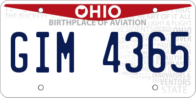 OH license plate GIM4365