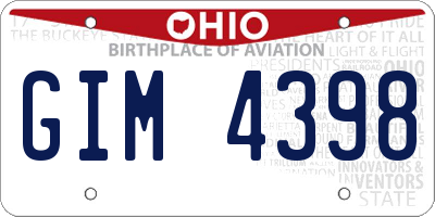 OH license plate GIM4398