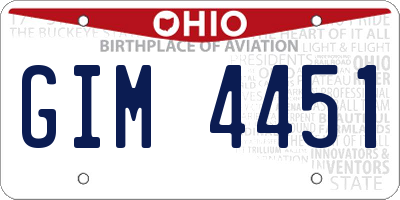 OH license plate GIM4451