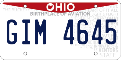 OH license plate GIM4645