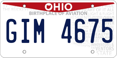 OH license plate GIM4675