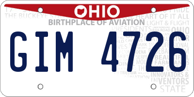 OH license plate GIM4726