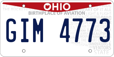 OH license plate GIM4773
