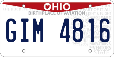 OH license plate GIM4816