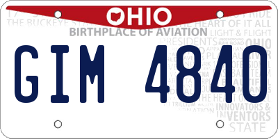 OH license plate GIM4840