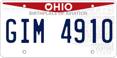 OH license plate GIM4910