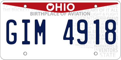 OH license plate GIM4918
