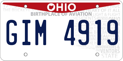 OH license plate GIM4919