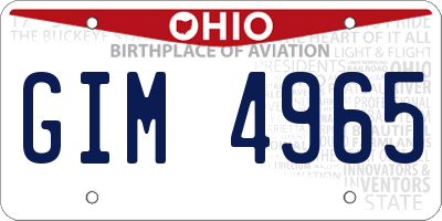 OH license plate GIM4965