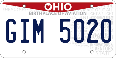 OH license plate GIM5020