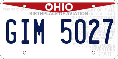 OH license plate GIM5027