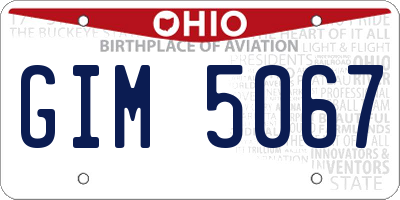 OH license plate GIM5067
