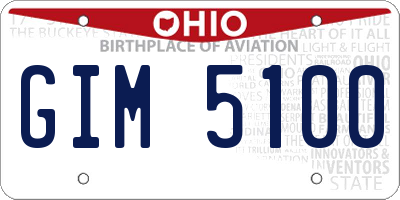 OH license plate GIM5100
