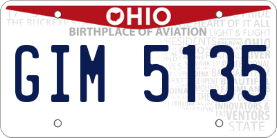 OH license plate GIM5135