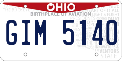 OH license plate GIM5140